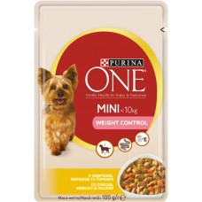 Влажный корм для собак Purina One Mini Weight, Контроль веса, индейка/морковь/горох, 100 г