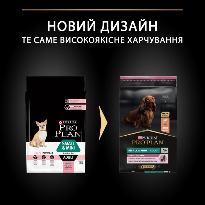 PRO PLAN сухий корм для дорослих собак дрібних та карликових порід з чутливою шкірою, лосось з рисом, 7 кг
