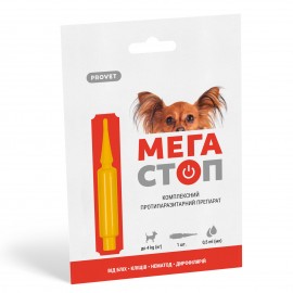 Краплі PROVET МЕГАСТОП для собак до 4 кг, 1п.х0,5 мл (інсектоакарицид,..