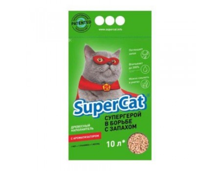 Super Cat - древесный наполнитель с ароматизатором для кошачьего туалета, 10л (3кг)