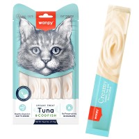 Wanpy Creamy Lickable Treats Tuna & Codfish ВАНПИ ТУНЕЦ С ТРЕСКОЙ жидкое лакомство для кошек, 0.07 кг, в упаковке 5 стиков по 14 г