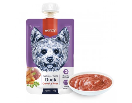 Wanpy КРЕМ-СУП Утка с морковью (Duck Carrot&Pea) жидкий корм для собак, 90г