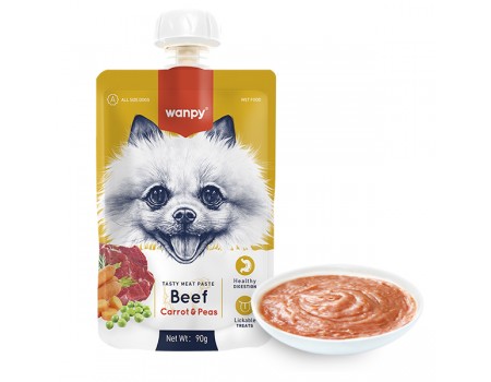 Wanpy КРЕМ-СУП говядина с морковью (Beef Carrot&Pea) жидкий корм для собак, 90г