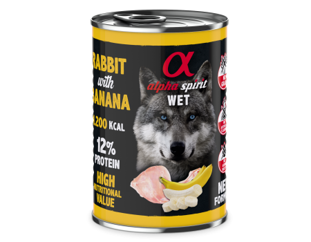 Повнораціонний вологий корм Alpha Spirit Rabbit With Banana, для дорослих собак, кролик та банани, 400 г