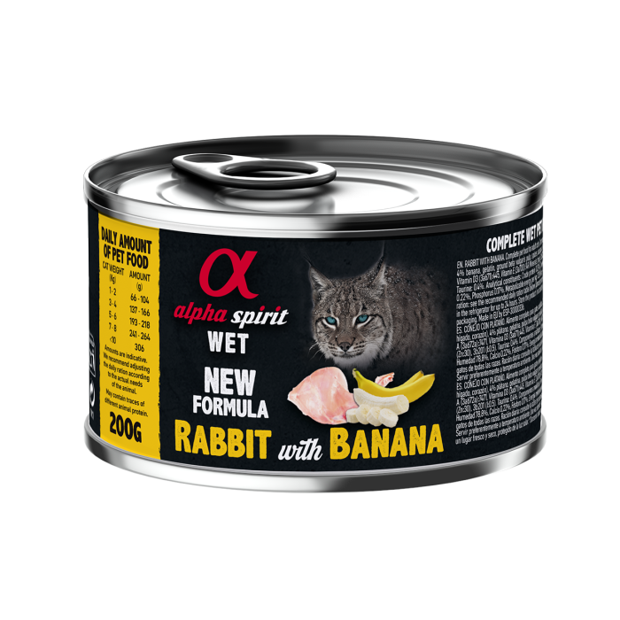 Повнораціонний вологий корм Alpha Spirit Rabbit With Banana, для дорослих котів, кролик та банани, 200 г