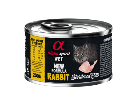 Полнорационный влажный корм Alpha Spirit Rabbit Sterilized, для взрослых стерилизованных котов, кролик, 200 г