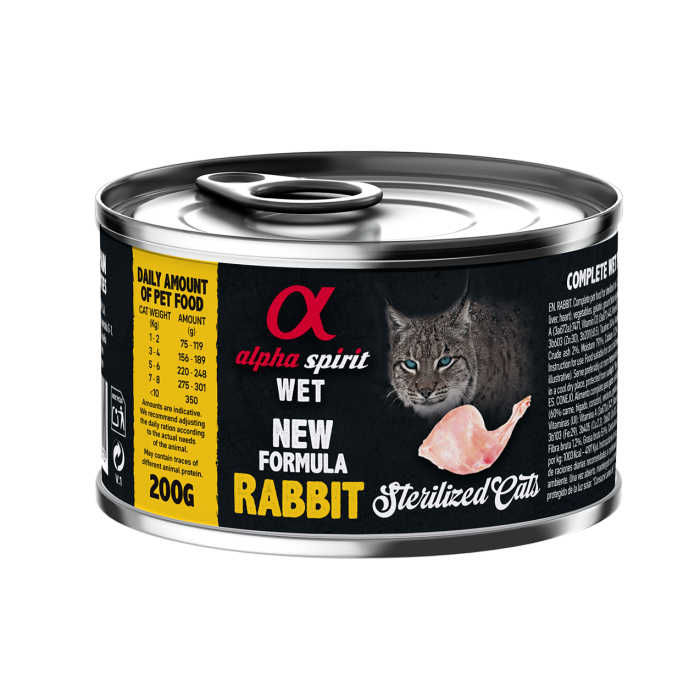 Полнорационный влажный корм Alpha Spirit Rabbit Sterilized, для взрослых стерилизованных котов, кролик, 200 г