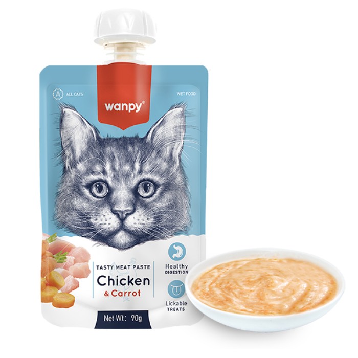 Wanpy Chicken & Carrot ВАНПІ КРЕМ-ПЮРЕ КУРКА З МОРКВОЮ рідкий корм для котів, 0.09 кг
