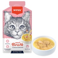 Жидкий корм для кошек Wanpy Meat Broths Duck, С ТУНЦОМ И КРЕВЕТКАМИ, беззерновой, 50 г