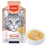 Жидкий корм для кошек Wanpy Meat Broths Duck, С ЛОСОСЕМ И ТУНЦОМ, беззерновой, 50 г