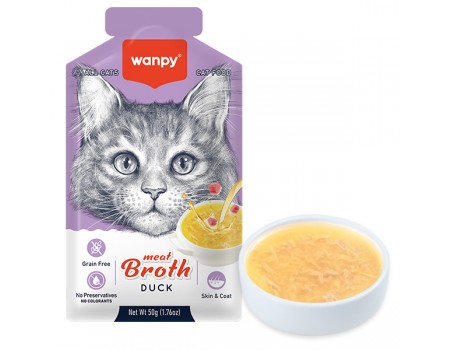Жидкий корм для кошек Wanpy Meat Broths Duck, СУП С УТОЙ беззерновой, 50 г