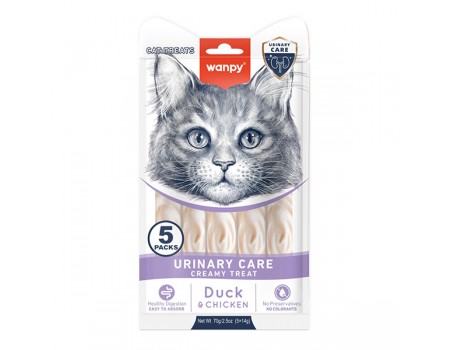 Wanpy Functional Creamy Lickable Treat Urinary Care ВАНПІ УРІНАРІ рідкі ласощі для котів із сечокам’яною хворобою , 0.07 кг (5х14г)