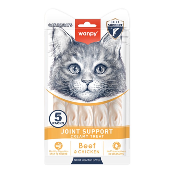 Wanpy Functional Creamy Lickable Treat Joint Support ВАНПИ ДЛЯ СУСТАВОВ жидкое лакомство для кошек, 0.07 кг (5х14г)