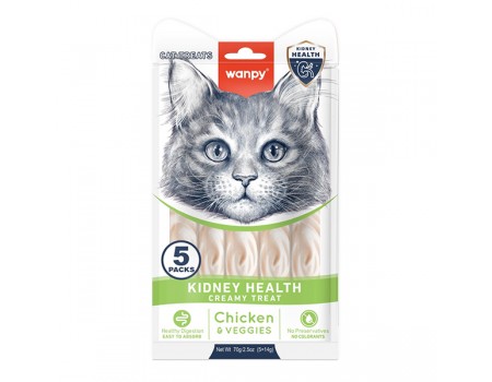 Wanpy Functional Creamy Lickable Treat Kidney Health ВАНПІ ЗДОРОВ’Я НИРОК рідкі ласощі для котів із нирковою недостатністю, 0.07 кг (5х14г)