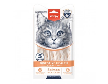 Wanpy Functional Creamy Lickable Treat Digestive Health ВАНПІ ЗДОРОВЕ ТРАВЛЕННЯ рідкі ласощі для котів із чутливим травленням, 0.07 кг (5х14г)