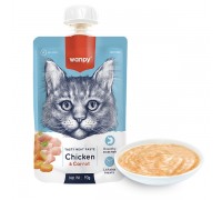 Wanpy КРЕМ-СУП КУРКА С МОРКОВЬЮ (Chicken&Carrot) жидкий корм для кошек..