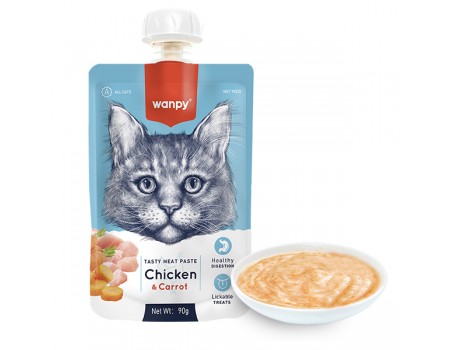 Wanpy КРЕМ-СУП КУРКА С МОРКОВЬЮ (Chicken&Carrot) жидкий корм для кошек, 90г