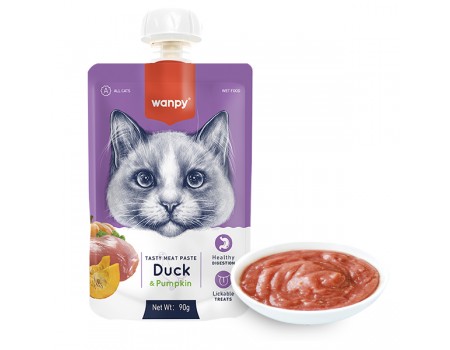 Wanpy КРЕМ-СУП КАЧКА З ГАРБУЗОМ (Duck&Pumkin) рідкий корм для котів, 90г