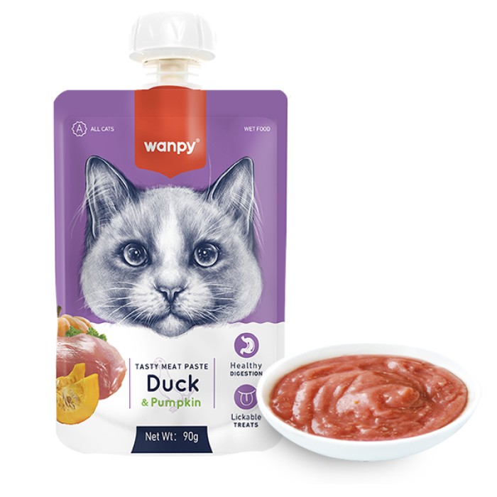 Wanpy Duck & Pumkin ВАНПИ КРЕМ-ПЮРЕ УТКА С ТЫКВОЙ жидкий корм для кошек, 0.09 кг