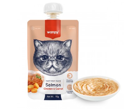 Wanpy КРЕМ-СУП ЛОСОСЬ І КУРКА З МОРКВОЮ (Salmon Chicken&Carrot) рідкий корм для котів, 90г