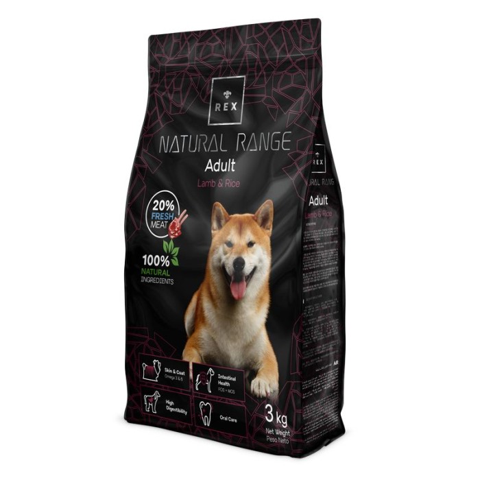 Rex Natural Range Adult Lamb & Rice сухой корм для взрослых собак с ягненком и рисом, 3 кг