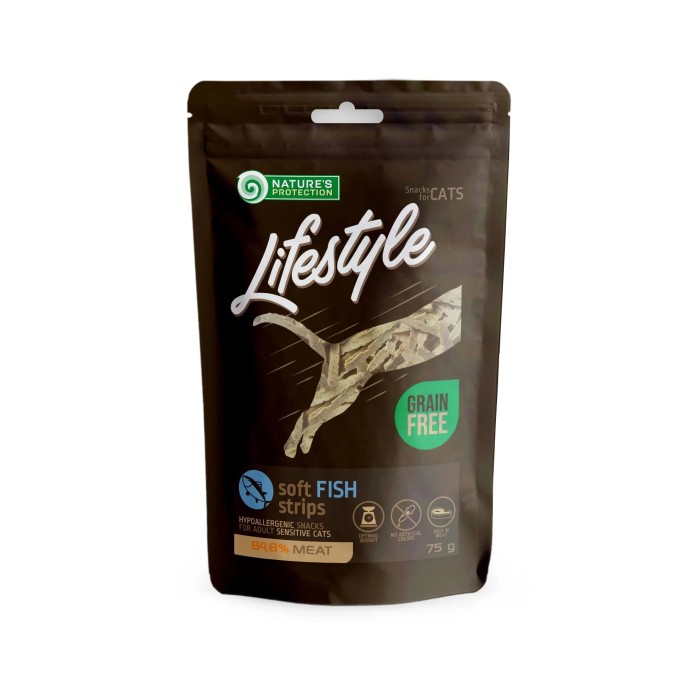 Лакомство для кошек Nature's Protection Lifestyle SOFT FISH STRIPS, рыба, 75 г