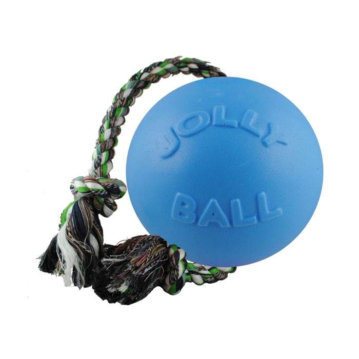 Іграшка для собак м'яч з канатом Jolly Pets Ромп-н-Ролл, велика, блакитна, D 22 см, H 45 см