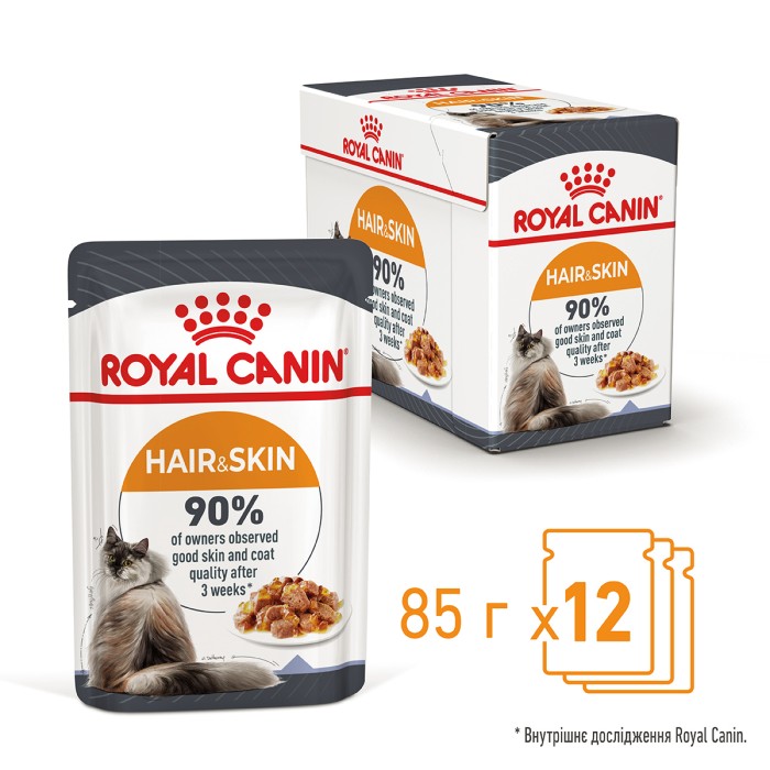 Влажный корм для взрослых кошек ROYAL CANIN HAIR & SKIN CARE IN JELLY 0.085 кг