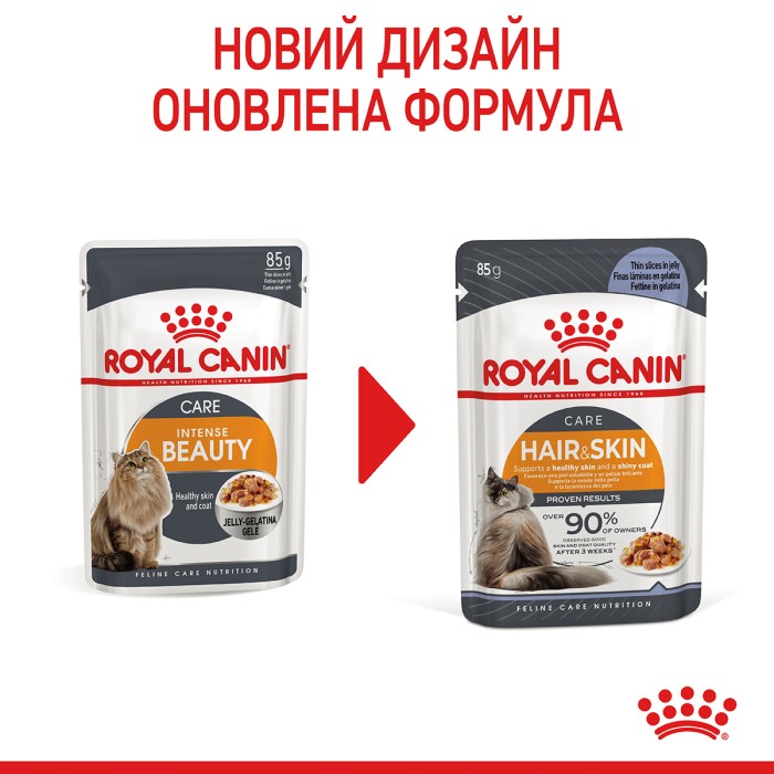 Влажный корм для взрослых кошек ROYAL CANIN HAIR & SKIN CARE IN JELLY 0.085 кг