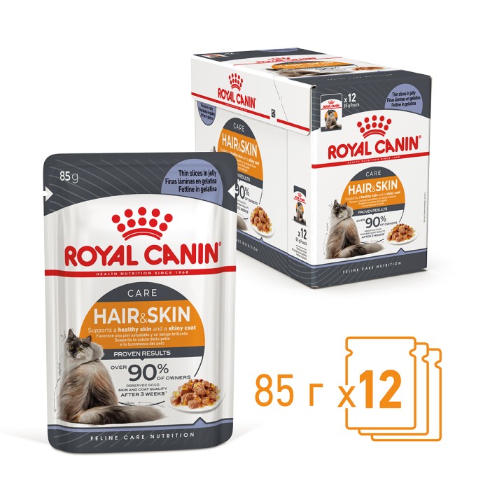 Влажный корм для взрослых кошек ROYAL CANIN HAIR & SKIN CARE IN JELLY 0.085 кг