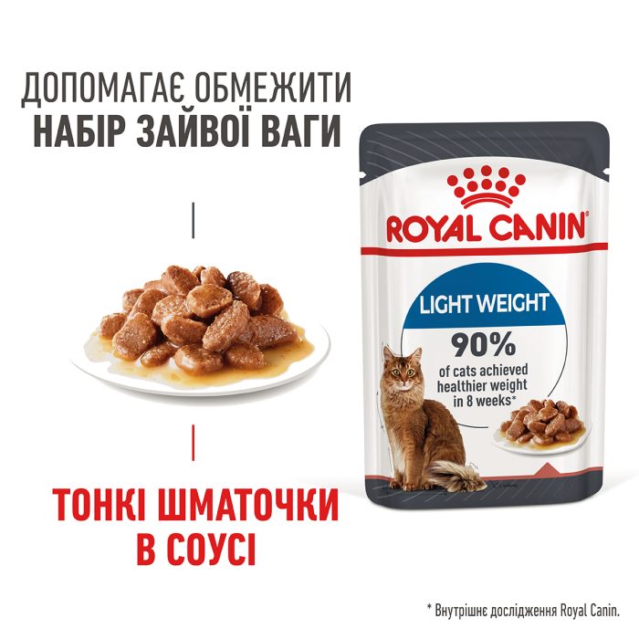 Вологий корм для дорослих котів ROYAL CANIN LIGHT WEIGHT CARE шматочки в соусі 85 г