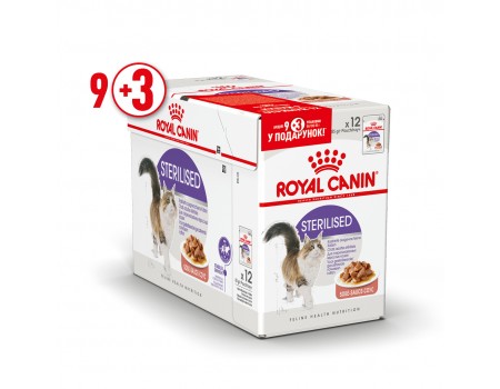 Акция Влажный корм Royal canin STERILISED 0.085kg - упаковка 9шт. +3шт.