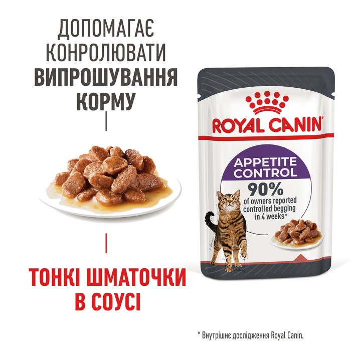 Вологий корм для дорослих котів ROYAL CANIN APPETITE CONTROL CARE шматочки в соусі 85 г