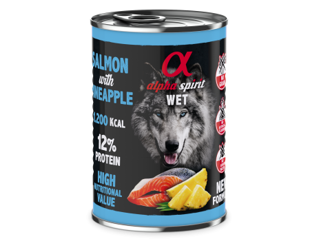 Полнорационный влажный корм Alpha Spirit Salmon with Pineapple, для взрослых собак, лосось с ананасом, 400 г