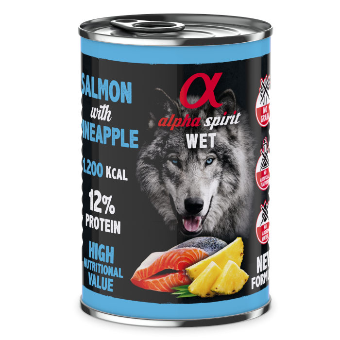 Повнораціонний вологий корм Alpha Spirit Salmon with Pineapple, для дорослих собак, лосось з ананасом, 400 г