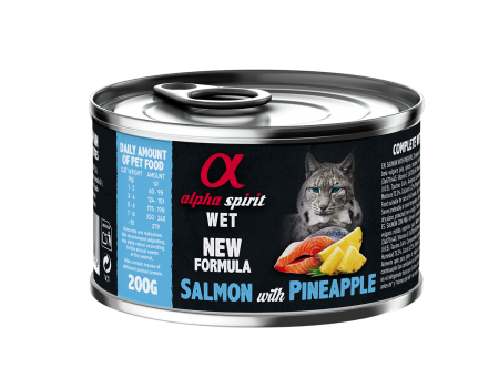 Повнораціонний вологий корм Alpha Spirit Salmon with Pineapple, для дорослих котів, лосось з ананасом, 200 г
