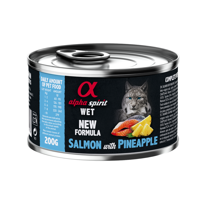 Полнорационный влажный корм Alpha Spirit Salmon with Pineapple, для взрослых кошек, лосось с ананасом, 200 г