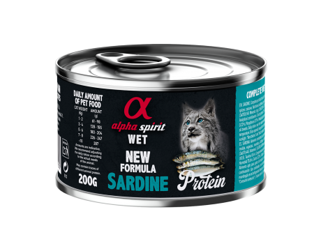 Полнорационный влажный корм Alpha Spirit Sardine, для взрослых кошек, сардина, 200 г