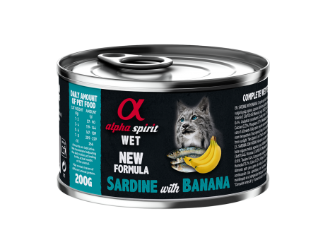 Полнорационный влажный корм Alpha Spirit Sardine with Banana, для взрослых кошек, сардина и банан, 200 г