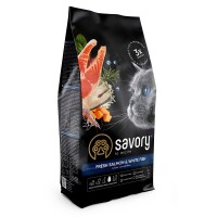 Savory Adult Cat Gourmand Fresh Salmon & White Fish Сухой корм для взрослых длинношерстных кошек 2 кг (лосось)