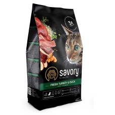 Savory Adult Cat Gourmand Fresh Turkey & Duck Сухой корм для взрослых капризных кошек 0,4 кг (индейка с уткой)