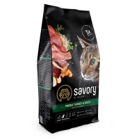 Savory Adult Cat Gourmand Fresh Turkey & Duck Сухой корм для взрослых капризных кошек 2 кг (индейка с уткой)