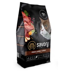 Сухой корм для кошек с чувствительным пищеварением Savory Adult Cat Sensitive Digestion Fresh Lamb and Turkey со свежим мясом ягненка и индейки, 400 г