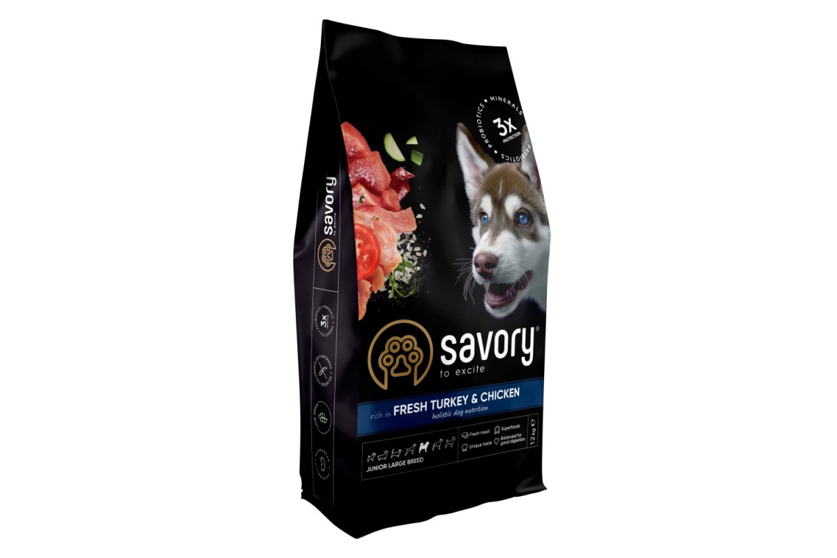Savory Junior Large rich in Fresh Turkey & Chicken Сухий корм для