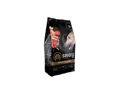 Savory Adult All Breeds rich in Fresh Duck & Rabbit сухой корм для собак всех пород  1 кг (кролик и утка)