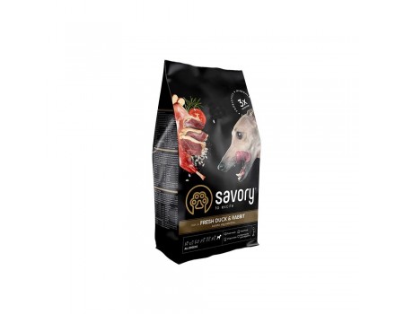 Savory Adult All Breeds rich in Fresh Duck & Rabbit сухой корм для собак всех пород  3 кг (кролик и утка)
