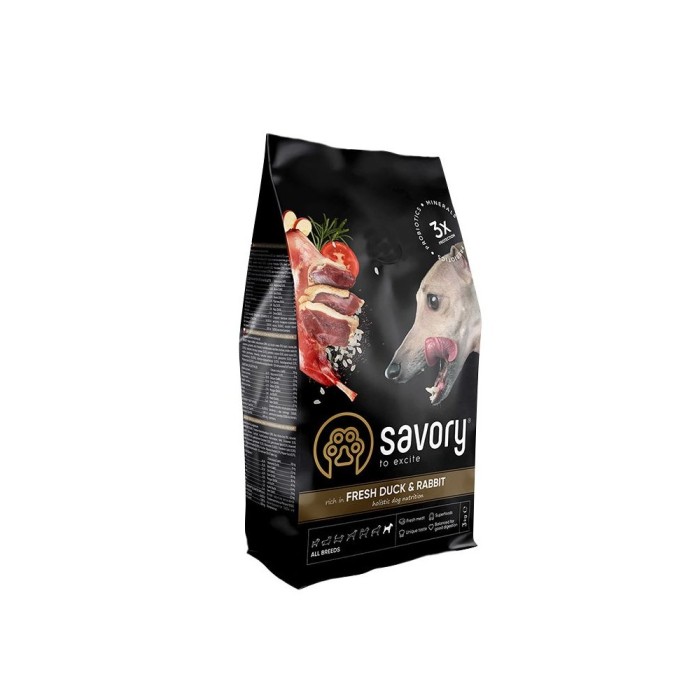 Savory Adult All Breeds rich in Fresh Duck & Rabbit сухой корм для собак всех пород  3 кг (кролик и утка)