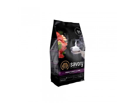 Savory Medium Breed rich in Fresh Turkey & Lamb Сухой корм для взрослых собак средних пород 1 кг (индейка и ягненок)