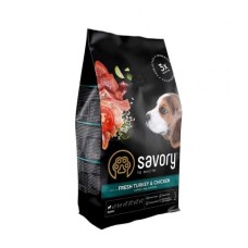 Сухой корм для щенков Savory Puppy rich in Fresh Turkey and Chicken со свежим мясом индейки и курицей, 3 кг