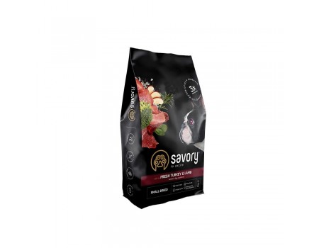 Savory Small Breed rich in Fresh Turkey & Lamb Сухой корм для взрослых собак мелких пород 8 кг (индейка, ягненок)